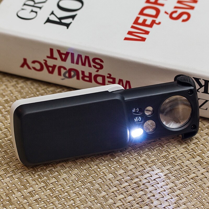 Utdragbart led förstoringsglas 30x 60x 90x förstoringsglas med led ljus handhållen upplyst förstoringsglas smycke lupp förstoringsglas len