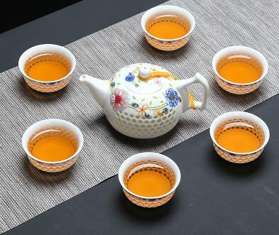 Blau Weiß exquisit Keramik Teekanne Wasserkocher Tee Tasse Porzellan Chinesischen Kung Fu Tee-einstellen Getränk: 1 Topf 6 Tassen D