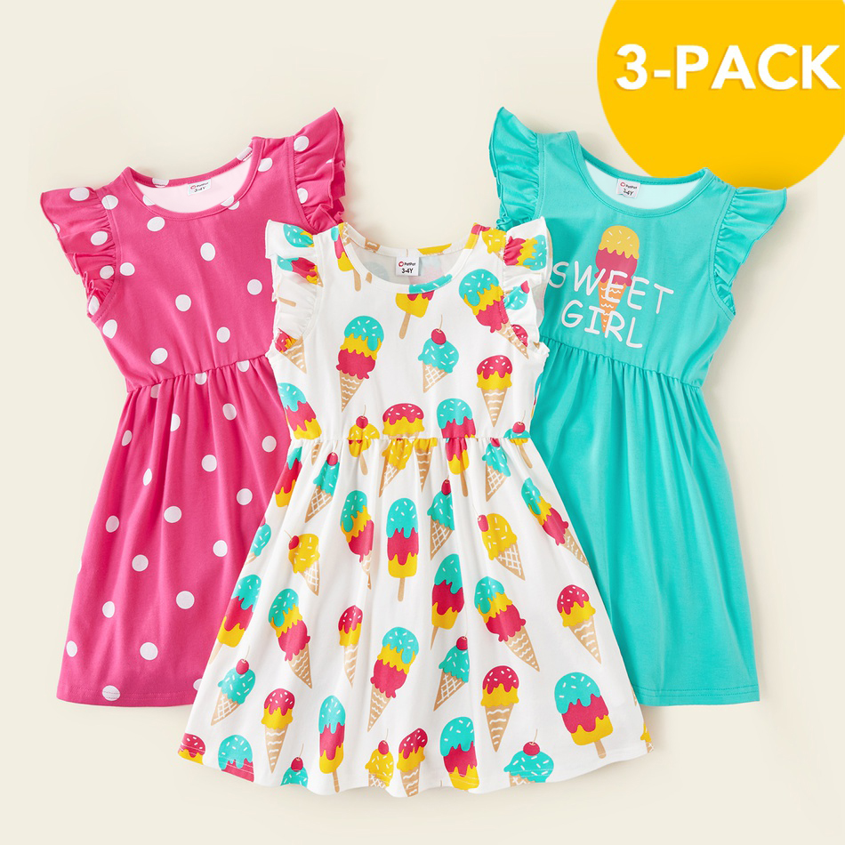 Patpat sommar 3- -pack #39 småbarnsglass prickiga barnkläder 3-6y