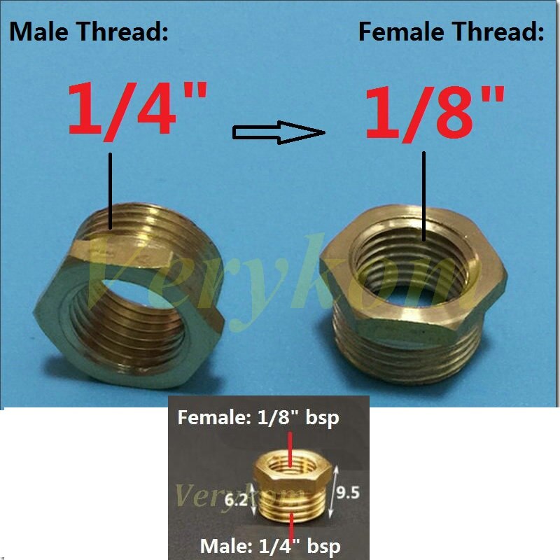 10x Verykom Pneumatische Messing Verloopstuk Fitting 3/4 "1/2" Male Naar 1/8 "3/8" 1/4 "Vrouwelijke Verminderen adapter Lucht Water Gas DN10/15/20/25: DN8-DN6