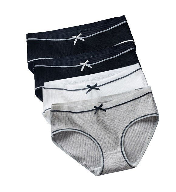 Conjunto de ropa interior de algodón para mujer, bragas de cintura media sólidas, lencería acogedora, calzoncillos tentadores, ropa interior femenina: M / NA194