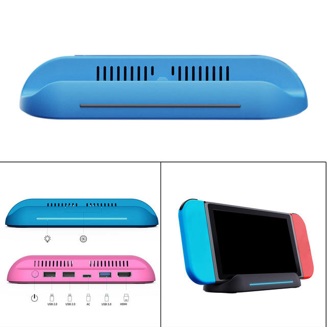 Portable Dock Station USB 3.0 2.0 Replacement Switch Host Charger Dock Video Conversion Switch Dock for Nintendo Switch Host: blue
