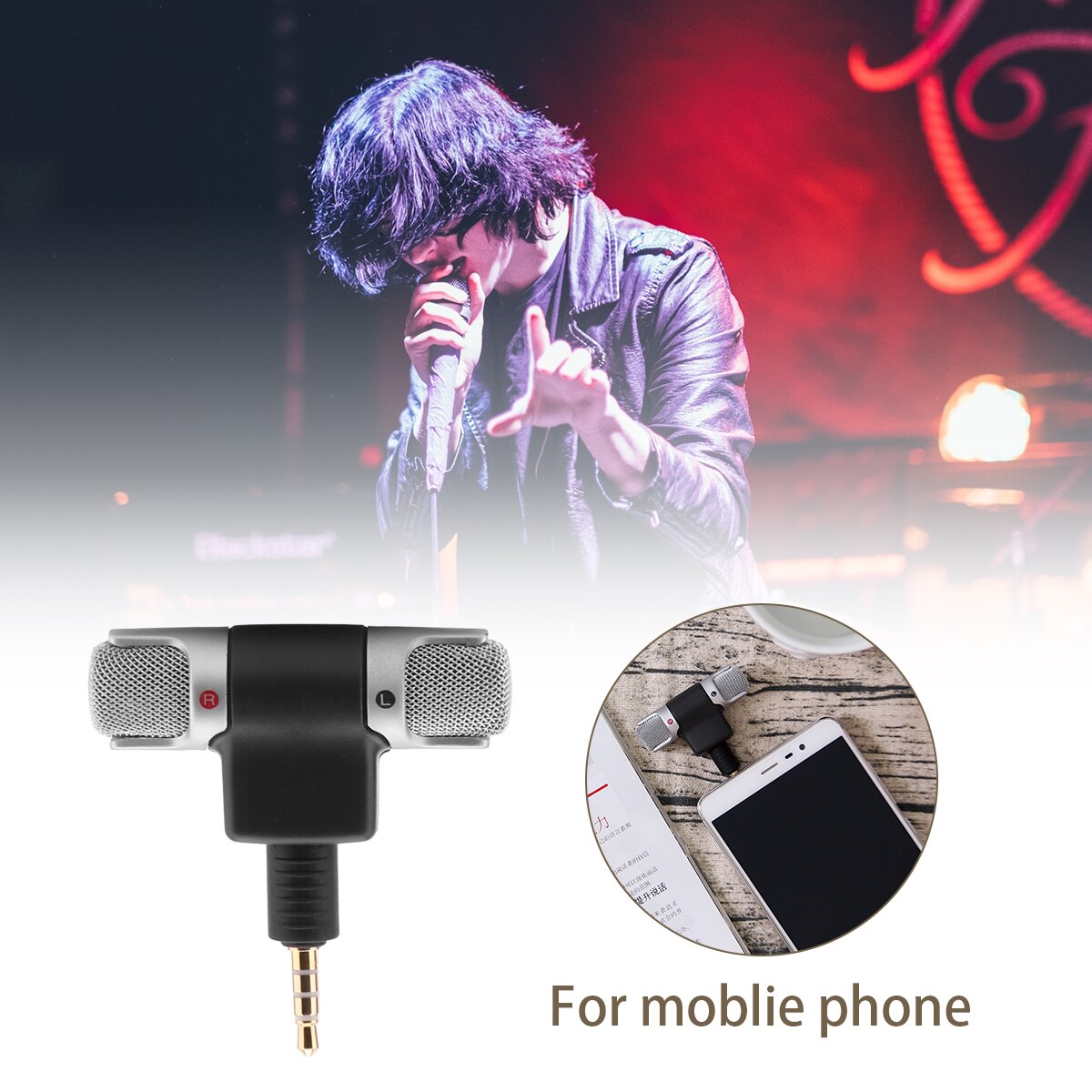 Mini Portable Mic Digital Stereo Microphone Digital Stereo Recorder for Phone Mic with 3.5mm Jack Device Recorder
