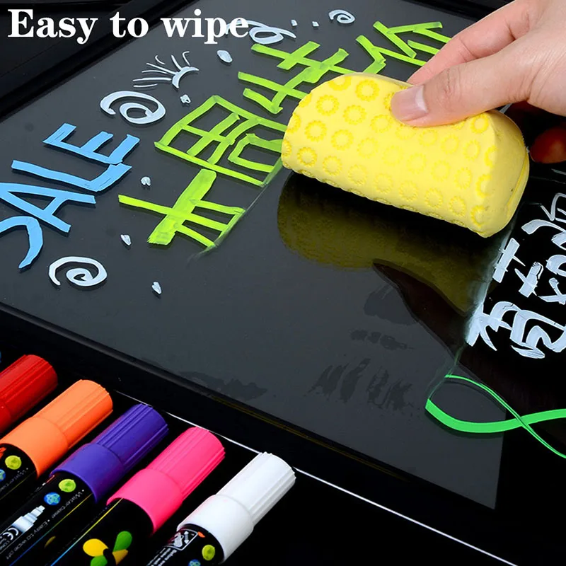 7/9 Stuks Vloeibaar Krijt Uitwisbare Markeerstift Whiteboard Graffiti Led Advertentie Krijtbord Fluorescerende Marker Pen Art Supplies