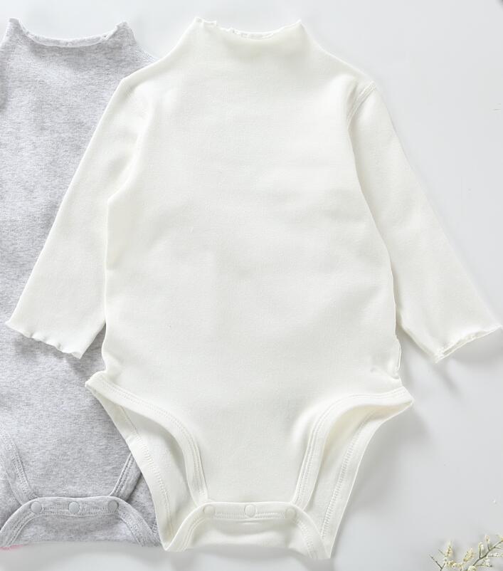 Baby kleding hoge picot hals bodysuit kinderen kleding baby jongens meisjes kleding lange mouwen kinderen kleding solid: off-white / 24M