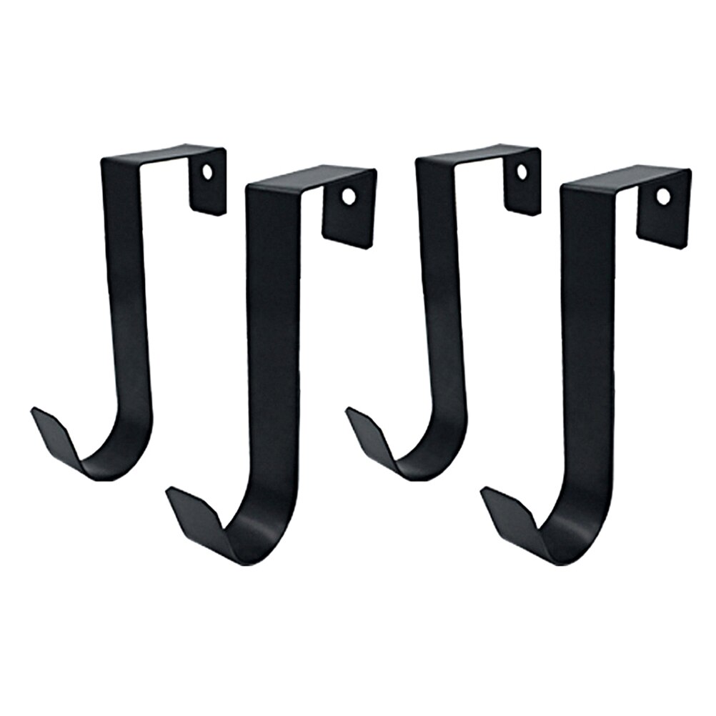 4 pçs soco livre porta de volta ganchos de ferro arte chave saco gancho titular casaco gancho de armazenamento de mercearia gancho para casa sala estar preto a30: 4pcs