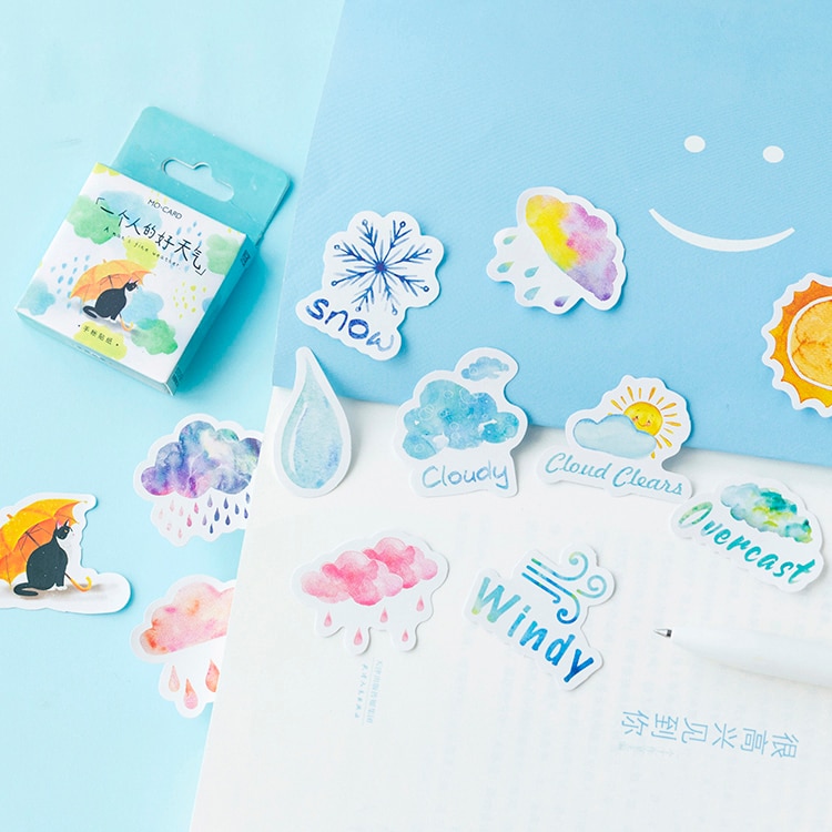 45 Pcs/box Weather Forecast Decorative Sticker Set Diary Album Label Sticker Diy Scrapbooking Stationery Stickers