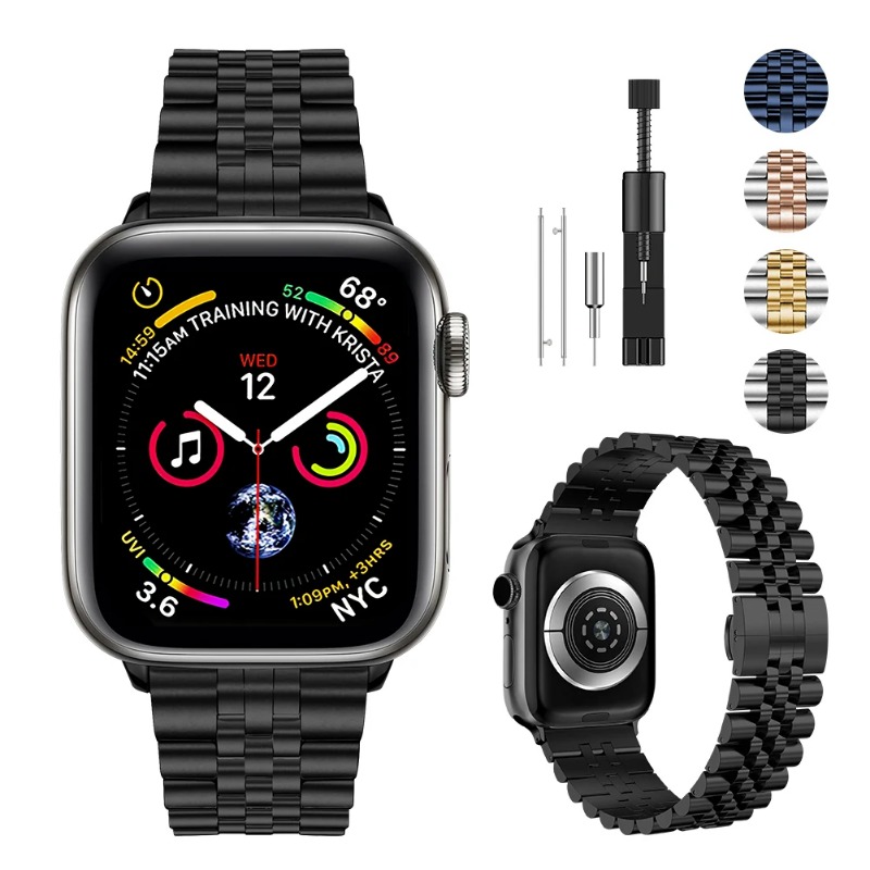 Correa de Metal de acero inoxidable para Apple Watch Ultra 2 49mm 9 8 7 6 5 4 SE 45mm 41mm 44mm 40mm pulsera iWatch 10 46/42mm