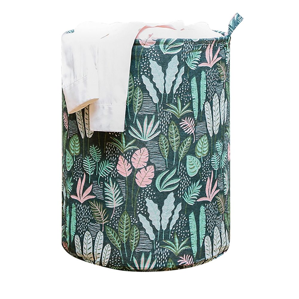 1 Pc Cat Print Laundry Basket Large Capacity Round Toy Storage Box Save Space Folding Laundry Bucket Household Supplies: E