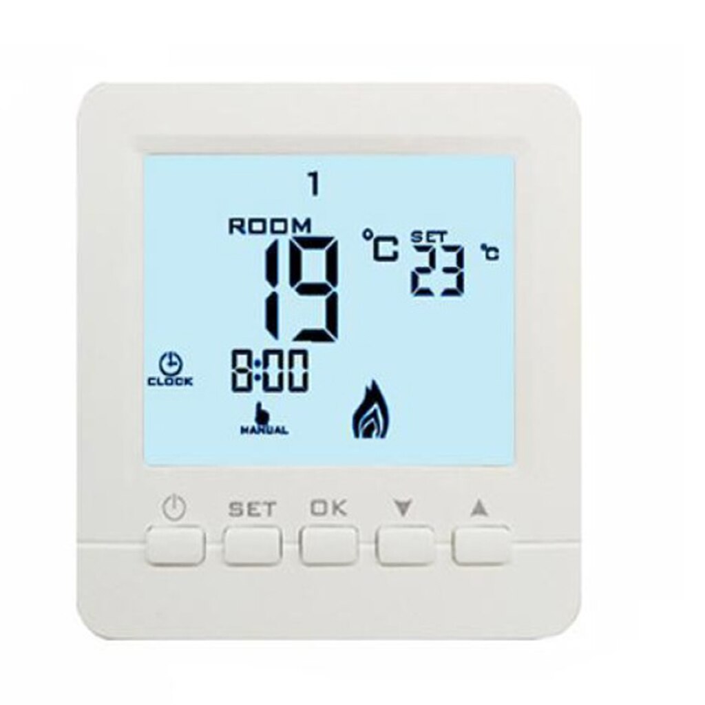 HY02B05-2BW Gas Boiler LCD Screen Display Room Thermostat Weekly Programming for Rest Room, Living Room, Bedroom, Time Setting