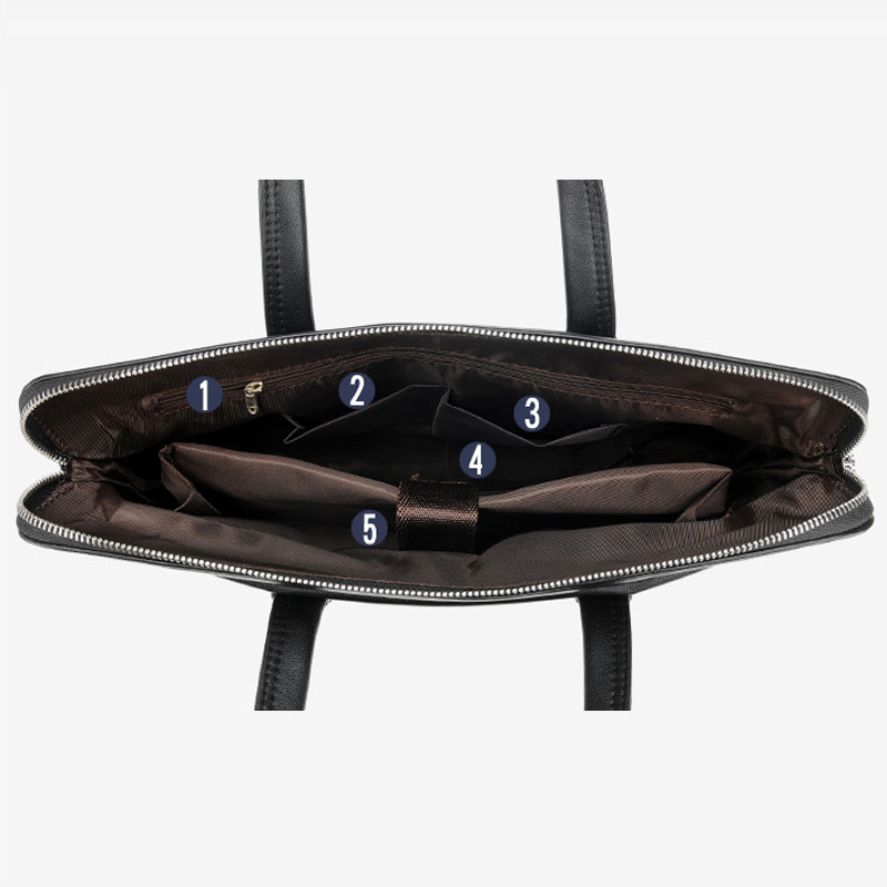 Prämie-Herren-Aktentasche aus Leder – 14-Zoll-Laptop-Geschäft-Tasche mit Schultergurt für Büro und Reisen