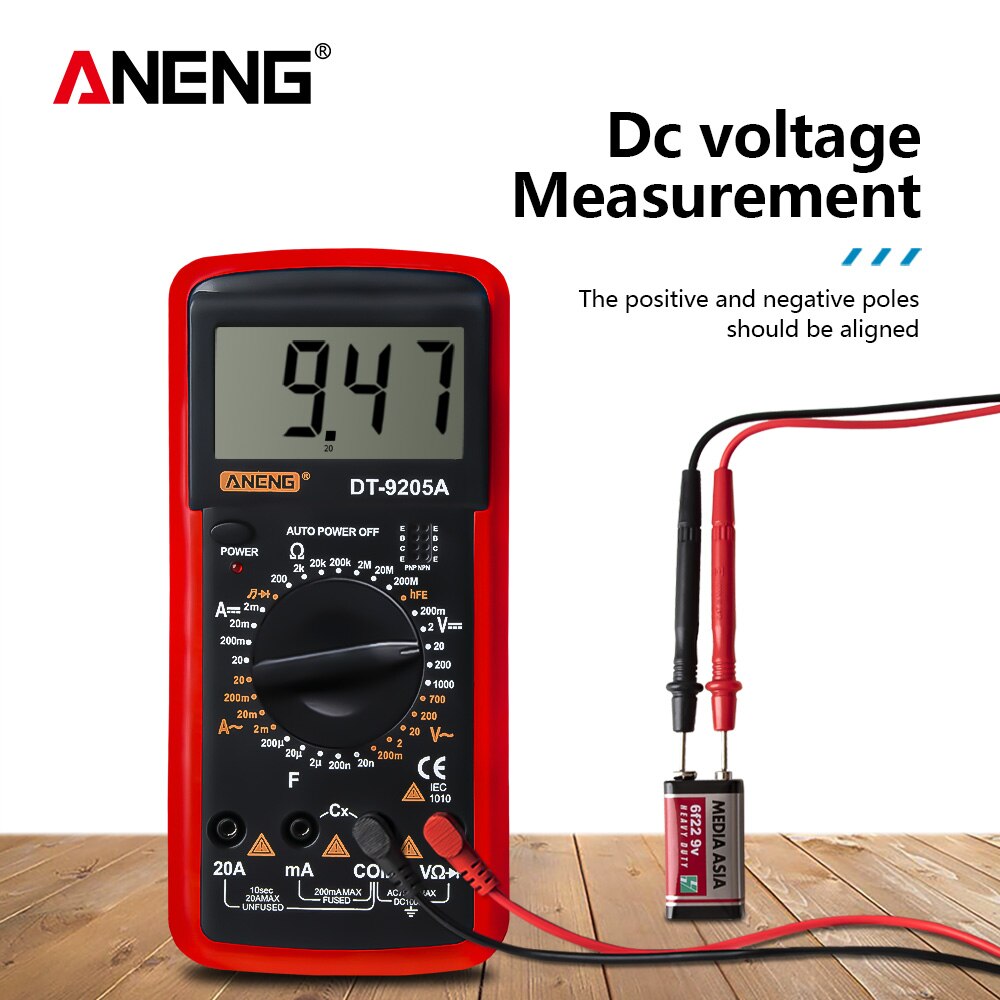 Mini Handheld LCD Digital Multimeter DC/AC Voltage Current Meter Gauge Resistance Tester Voltmeter Ammeter Ohmmeter DT9205A