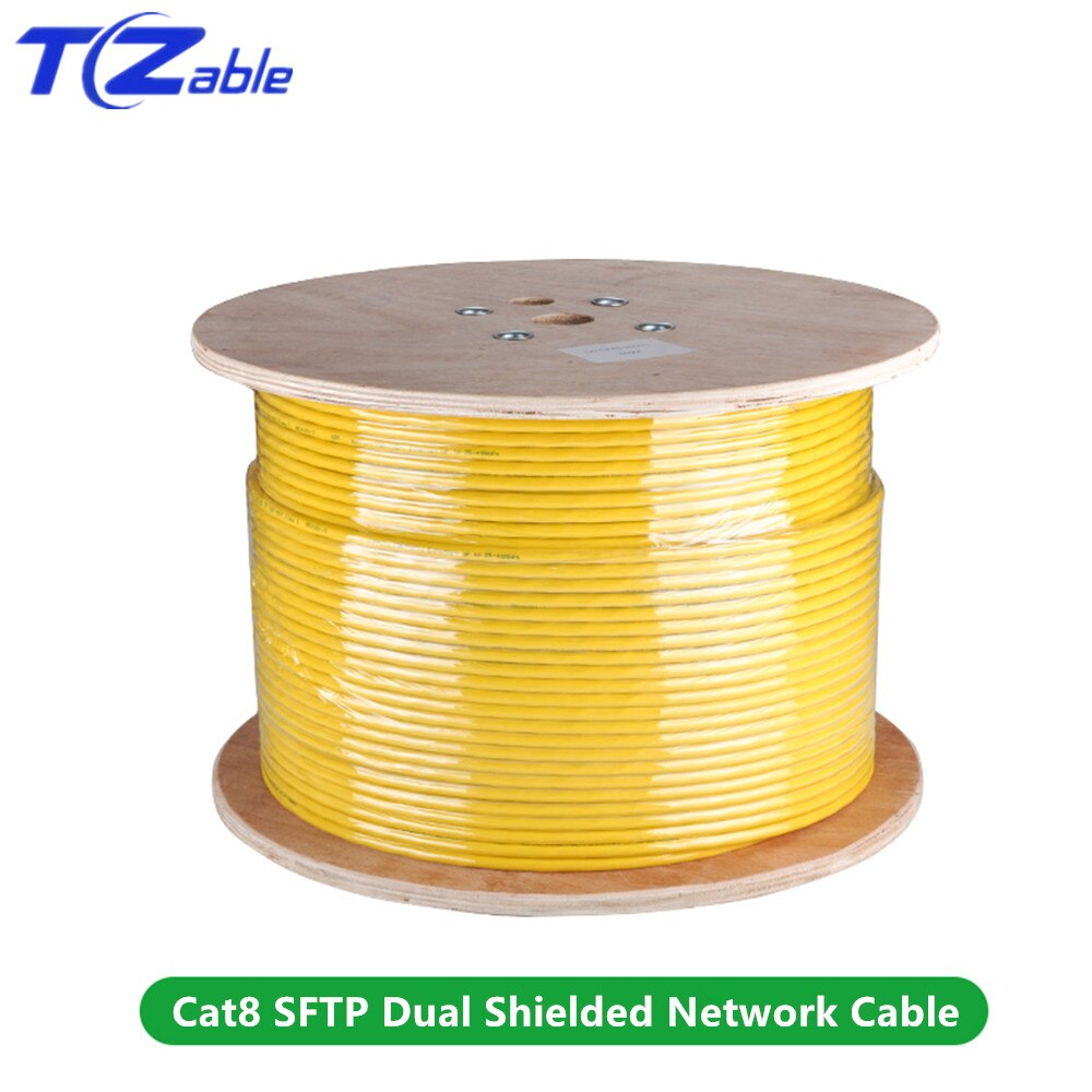 Cat8 Sftp Dual Afgeschermde Netwerk Kabel 40Gbps 2000 Mhz Ondersteuning Poe 100W Ethernet Kabel Voor Glasvezelkabels synchrone Uitgang