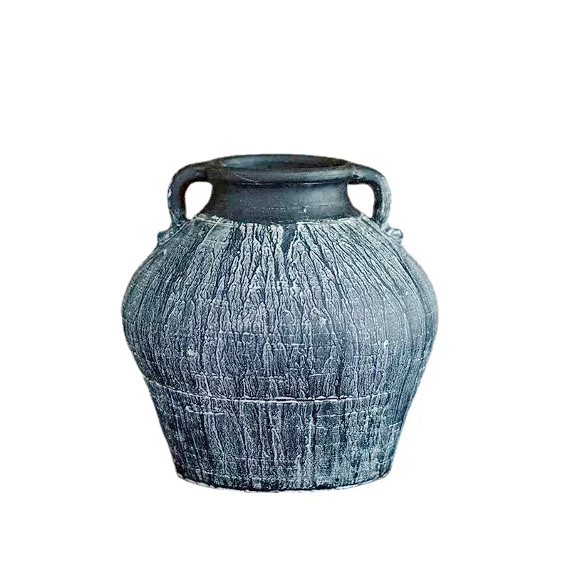 Maceteros antiguos de cerámica desgastada, jarrones de arcilla rústica para decoración de balcón, adornos prácticos de escritorio de oficina sin tiempo