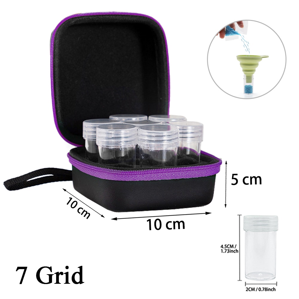Diamond Painting Storage Box Container 120/60/30/15/7 Slots with Accessories Tools Kits for Beads Diamonds Rhinestones Storage: 7 Slots with Funnel