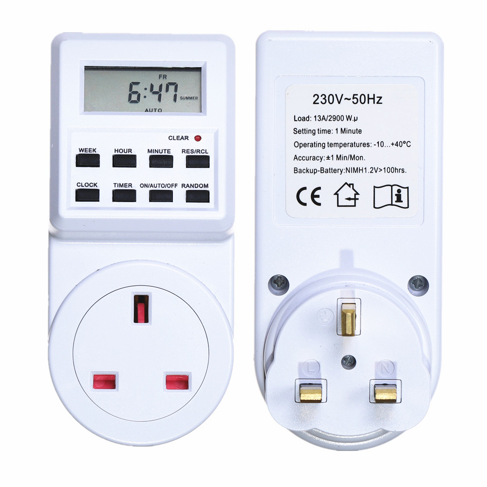 230V 13A UK Plug Switch Socket Plug-in Programmable Timer Switch Socket