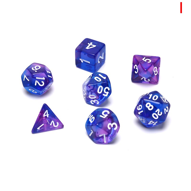 7 Stks/set Transparant Acryl Dobbelstenen Set Multicolor 4, 6, 8, 10, 12, 20 Zijdige Dobbelstenen Trpg Game Liefhebbers Spelen Games