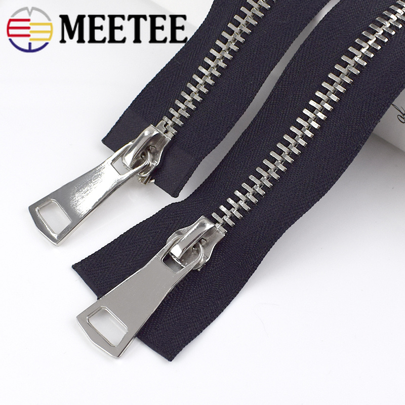 1Pc 10 # Doppio Cursore in Metallo Chiusure Lampo Nero Nuova Cerniera per Cucire Cappotto Giubbotti Fermeture eclair Accessori Strumenti KY682