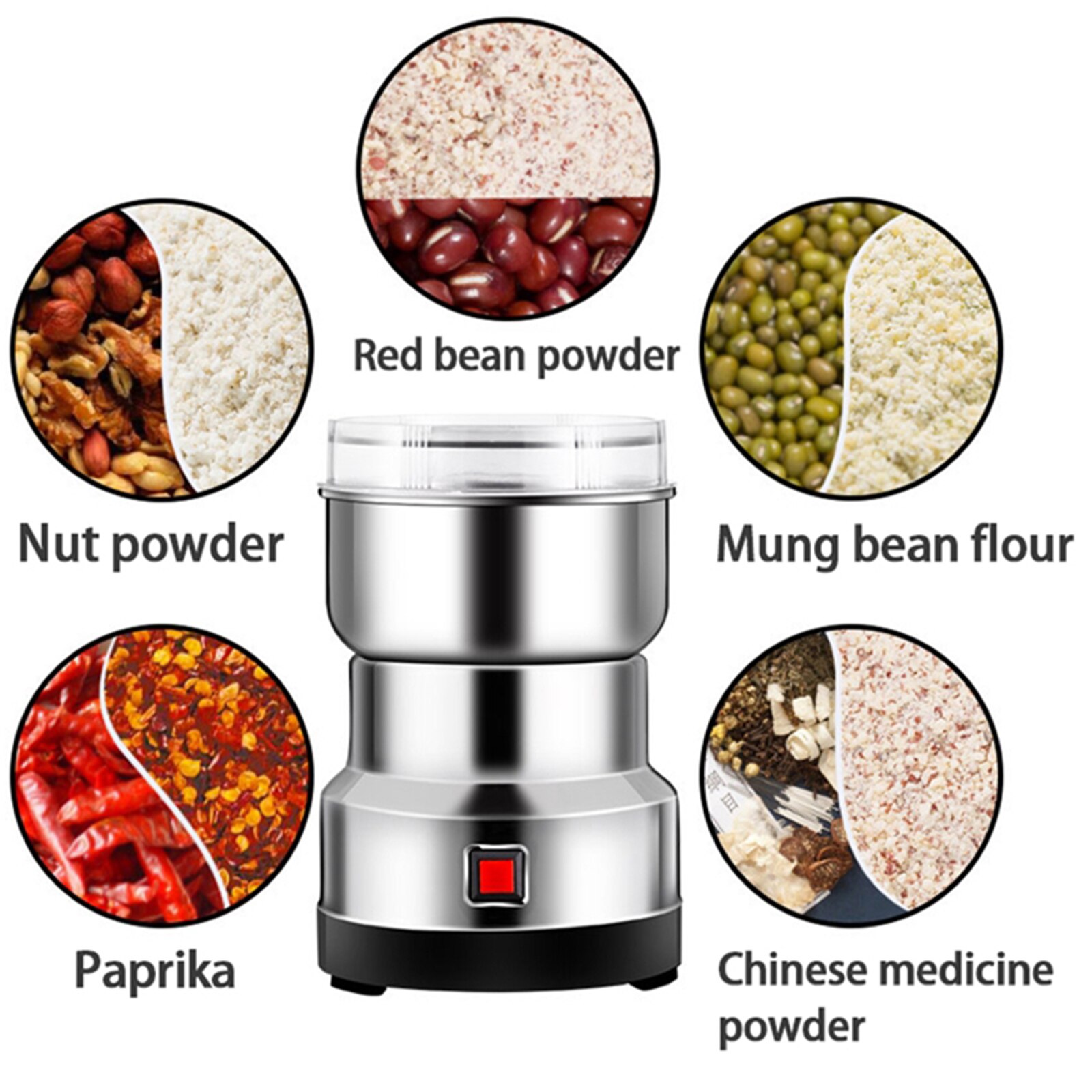 Grain Mills Electric Stainless Steel Grain Grinder Mill 220V Cereals Corn Herb Spice Flour Mill Machine Dry Grain Grinder