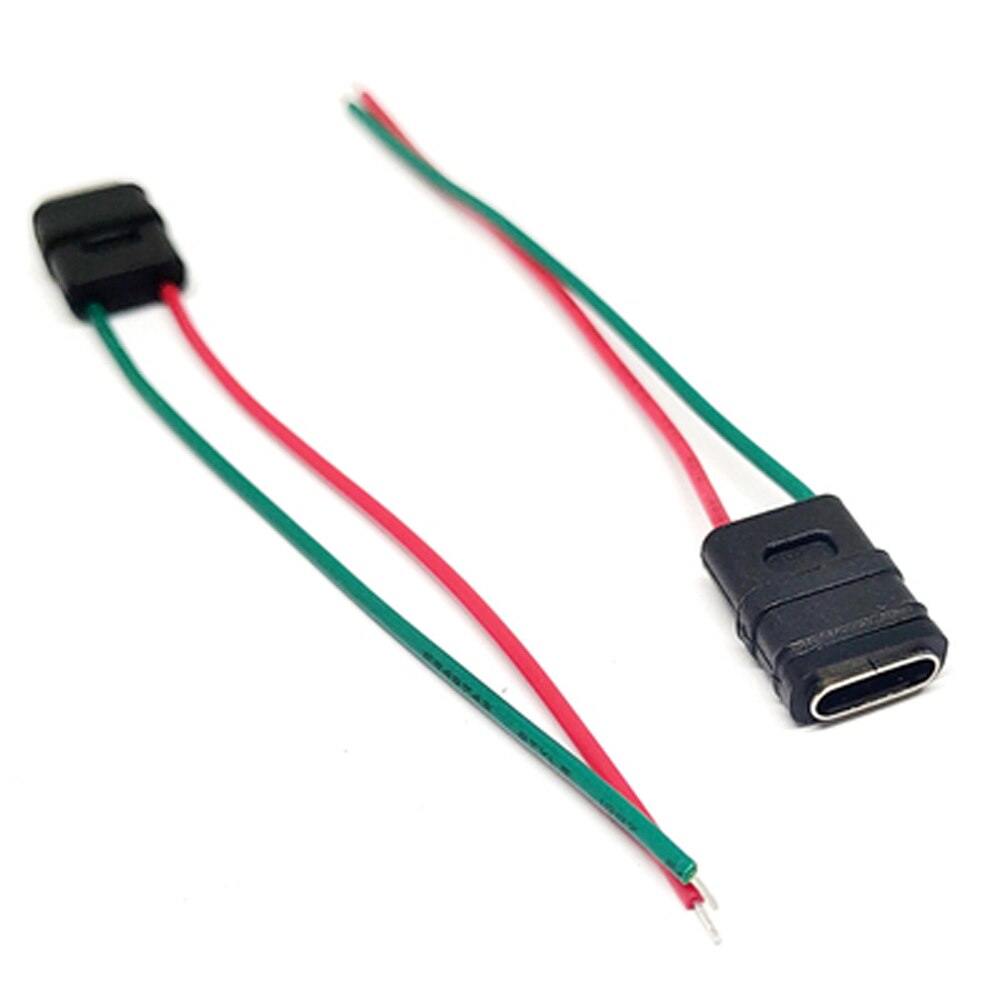 Lot de 2 à 5 fils à souder Micro USB type-c, Type W, étanche avec fils positifs et négatifs, connecteur femelle, prise de charge