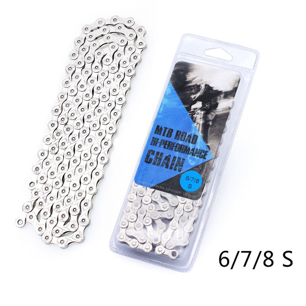 Bicycle Chain Mountain Bike Chain 6 7 8 /9/ 10/ 11 Speeds Mountain Cycle Fully Electroplated Silver Chain For Road Bike Parts: 6s 7s 8s