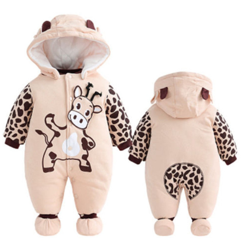 Baby Boy Girl Winter Warm Quilted Romper Jumpsuit Hooded Kids Outfit Clothes 3-24M