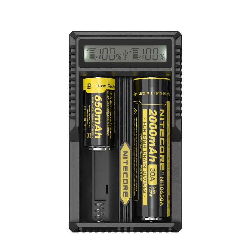 NITECORE UM20 Smart battery charger LCD Display USB Cable For 18650, 18490, 18350, 17670, 17500, 16340(RCR123), 14500 battery
