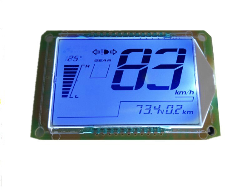 speedometer electric bike scooter LCD display 48v60v72v with speed battery level indicator turning signal white blue background