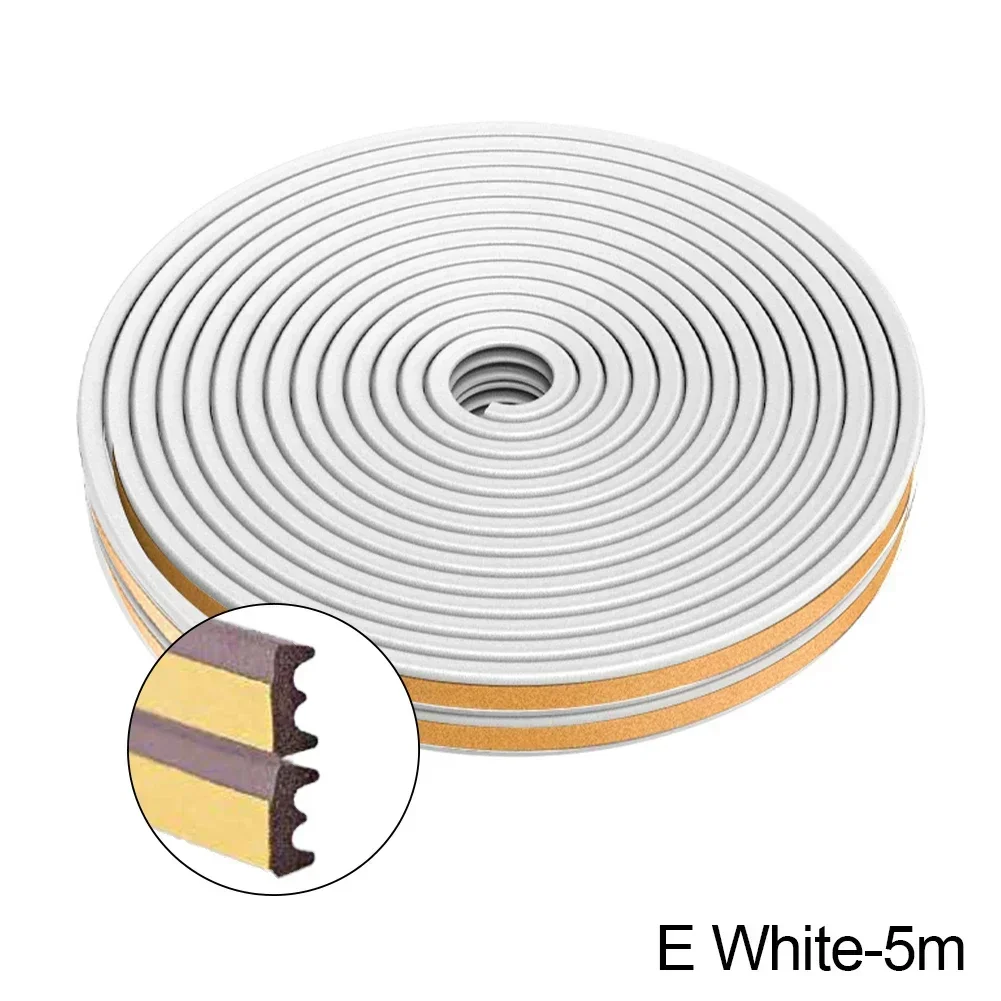 5M/10M Door Window Seal Strip DIEP Self-adhesive Acoustic Foam Sealing Strip Tape Insulation Windproof Rubber Weatherstrip: GRAY / 10M