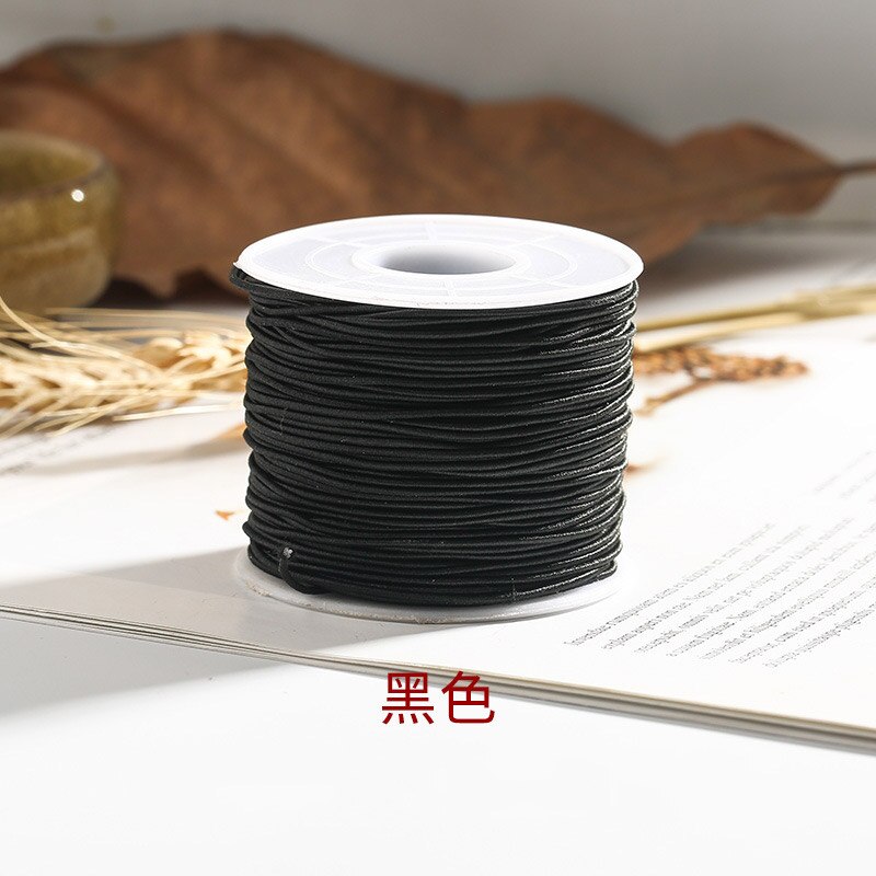 1mm 50M/Roll White Black Round Elastic Band Tape Handmade Braid Bead Necklace Bracelet String Cord Rubber Stitching Ribbon Rope: Black