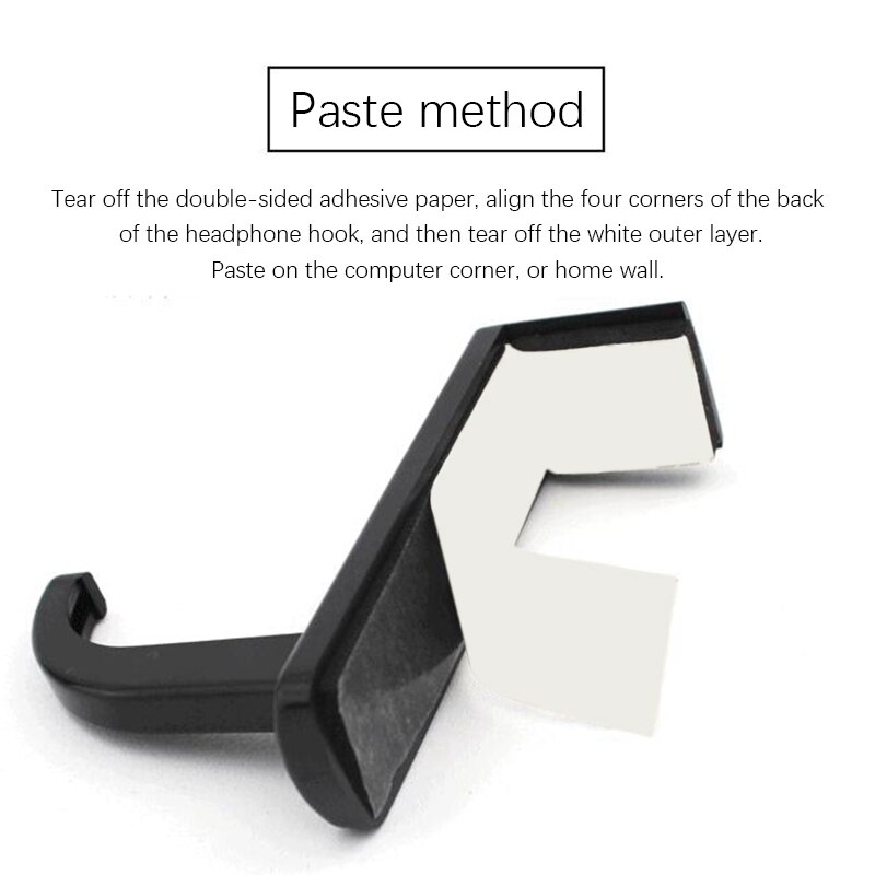 2Pcs Headset Hook Universal Headphone Hanger PC Monitor Desk Headset Stand Holder Headphone Holder Rack Stick-on Hook