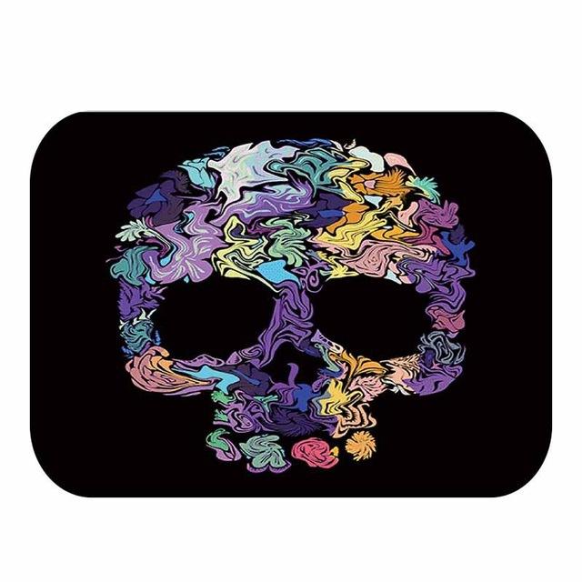 Tapis de bain en flanelle avec tête de mort, décoration d'intérieur, paillasson antidérapant, tapis de bain: 1