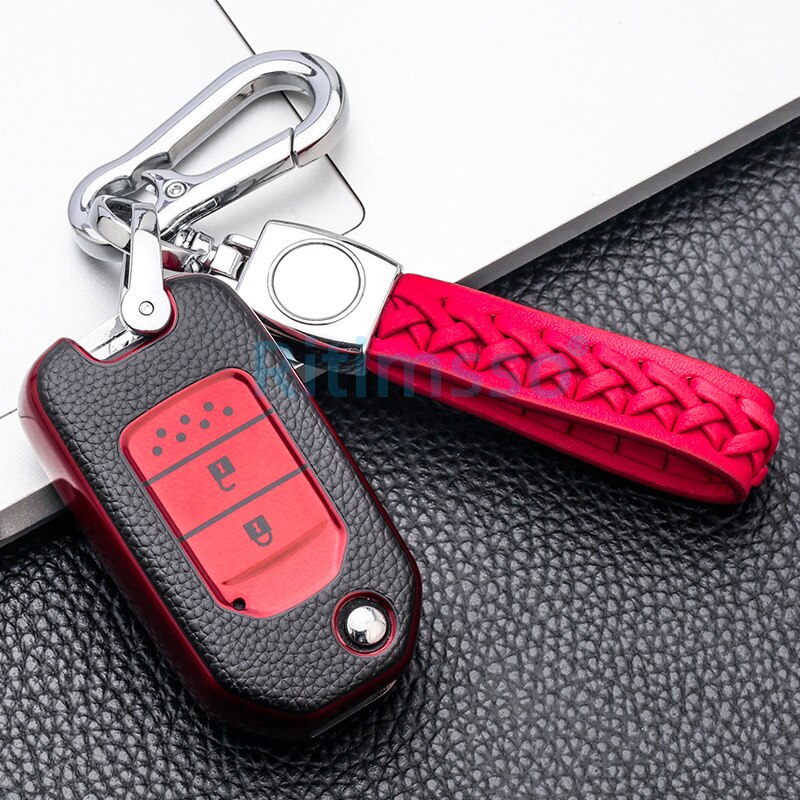 Tpu Key Cover Case for Honda CRV Pilot Accord Civic Car Shell Auto Key Keychain Keyring: Red A