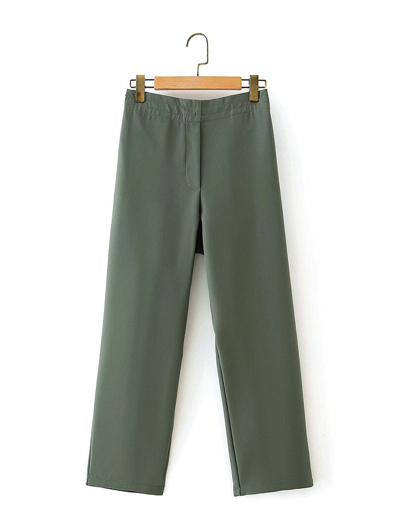 Costume pantalon OL uni pour femme, ensemble deux pièces, blazer et pantalon à bouton unique, , ensemble 2 pièces, automne: only Trousers Green / L