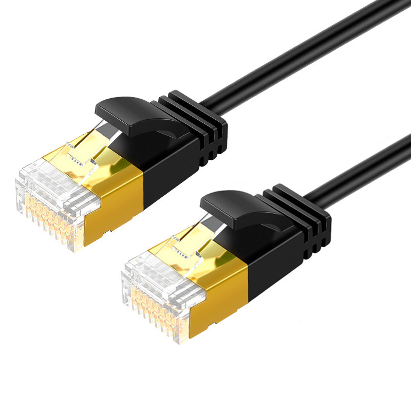 Ultratynn katt 7 ethernet-kabel  rj45 rettvinklet utp-nettverkskabel patchkabel 90 -gradere katt 6a lan-kabler til bærbar ruter tv-boks: Elfenben / <= 0.8m