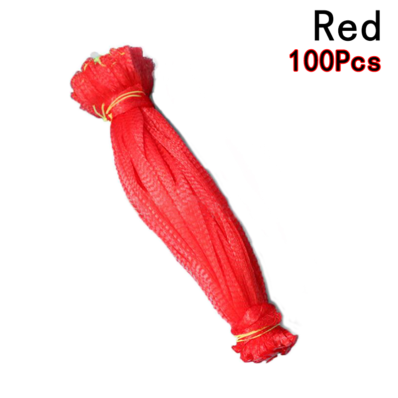 100 stk frugt- og grøntsagsemballage netto mademballage plastnetpose havearbejde netværk kan vælge en række størrelser: Rød / 35cm