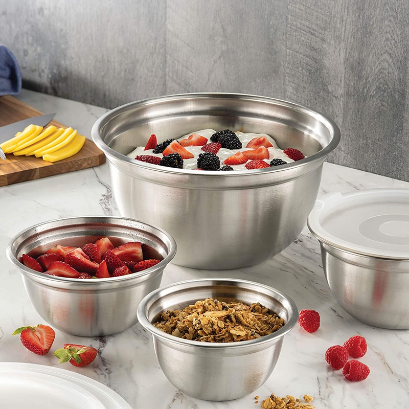 Multi-tamanho de aço inoxidável conjunto de bacias de salada de frutas de nidificação tigela de salada de cozinha de armazenamento de alimentos tigela de mistura de cozinhar para preparar