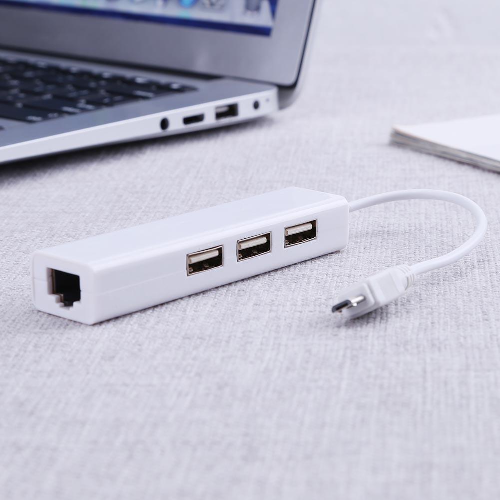 OTG 3 porte USB 2.0 HUB 10/100MB Micro USB a RJ45 LAN adattatore scheda di rete cablata per Android