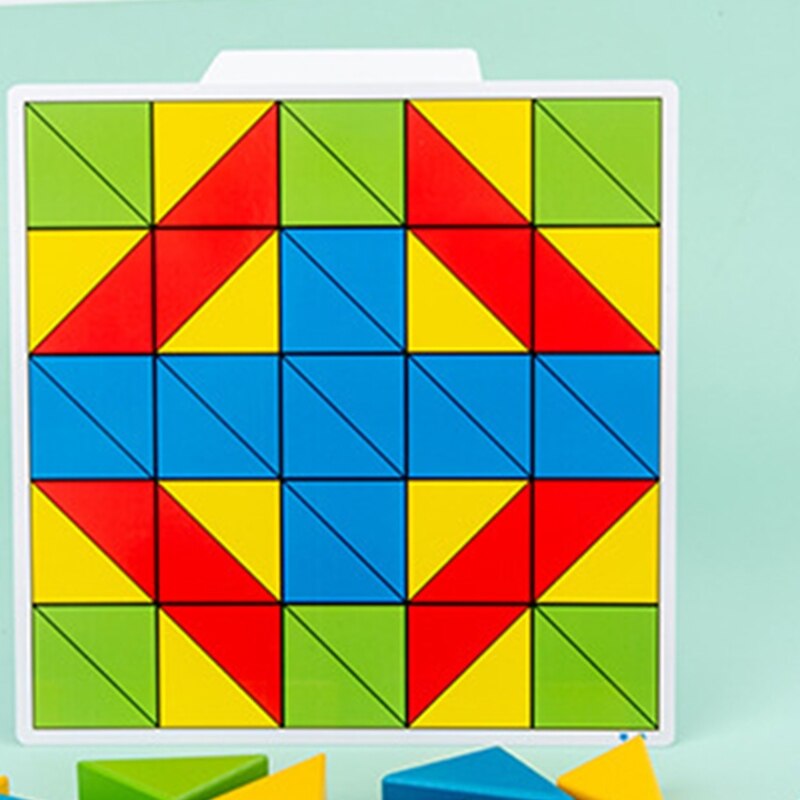 Houten 50 Blokken 10 Card Guide Set, Kinderen Creatief En Educatief Building J2HD