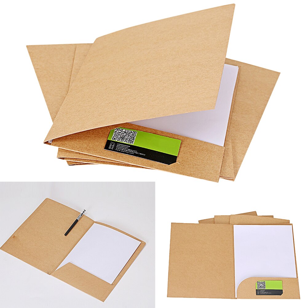 20pcs A4 File Folder Kraft Paper Presentation Folder Project File Document Folder School Office Stationery Accessories