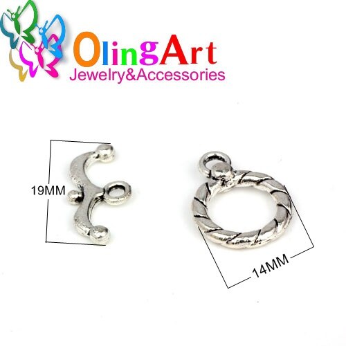 OlingArt 14*20MM Toggle Clasps Round Antique Bronze/silver-color/gold-color rose gold color Bracelet necklace DIY jewelry making: 019 12pcs