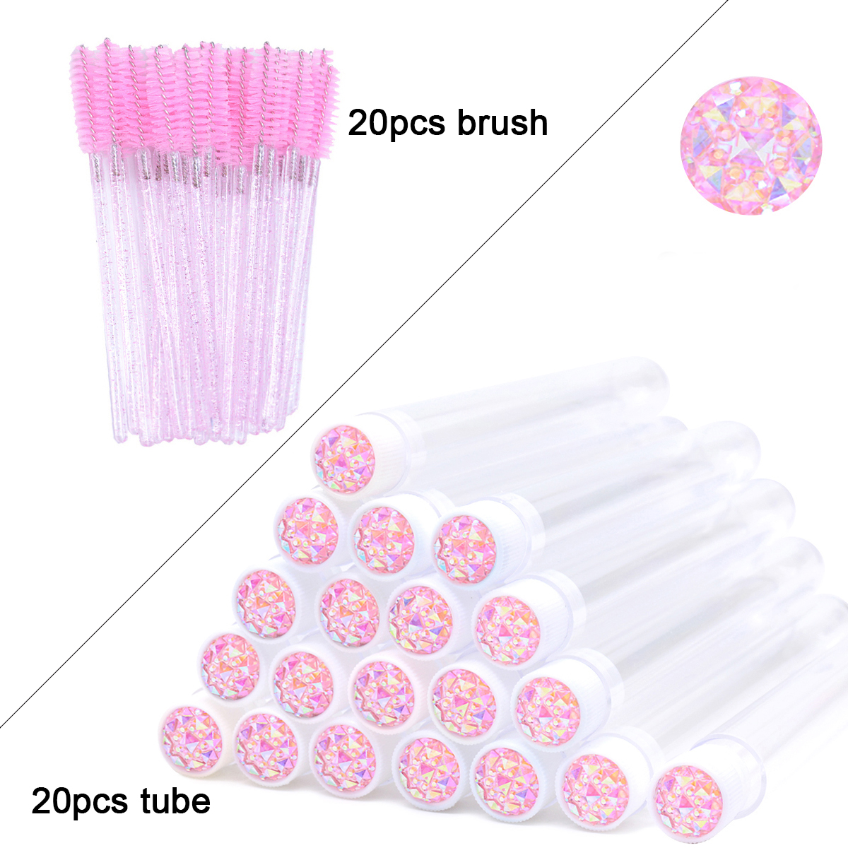 50/25Pcs Silicone Gel Eyelash Brushes Lash Extension Micro Mascara Wands Eyebrow Comb Spoolies Disposable Makeup Tool Applicator: 25pcs full pink