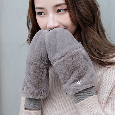 Winter warm women Mittens gloves: grey