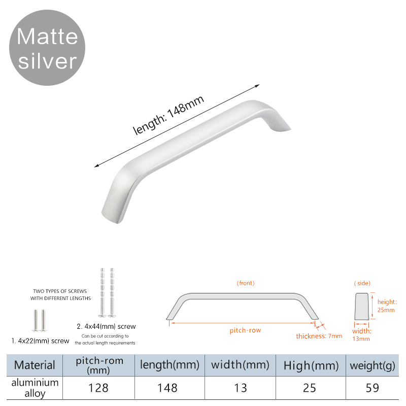 Minimalistisch modern meubilair kastdeur lade lange handgrepen voor badkamerkast zwarte aluminiumlegering: Bruin