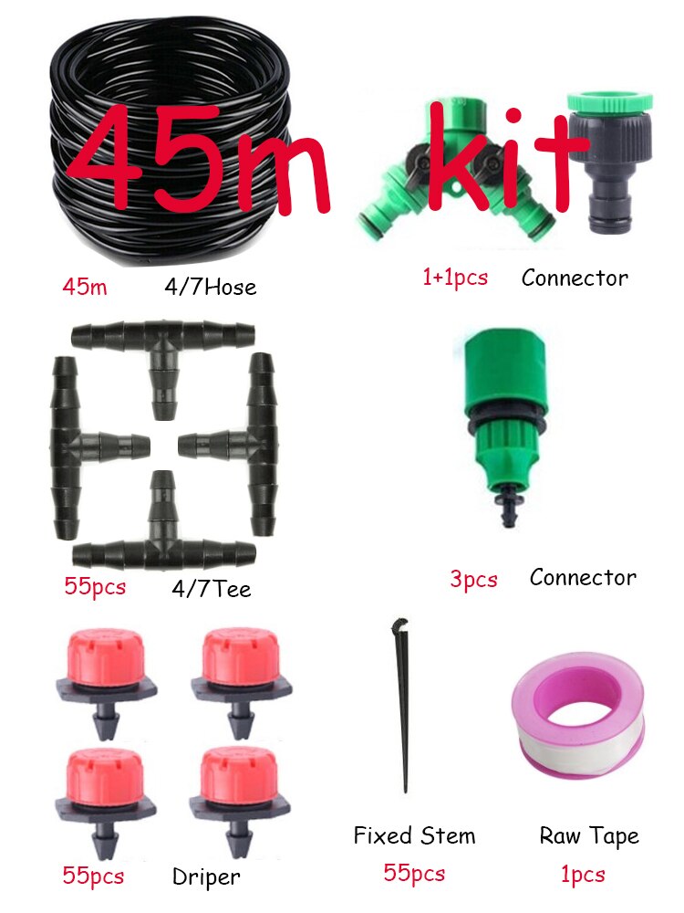 Diy Automatische Irrigatie Systeem, Tuin Watering Slang, Micro Drip Irrigatie Kit Met Verstelbare Druppelaar, Spray Koelsysteem: 45m