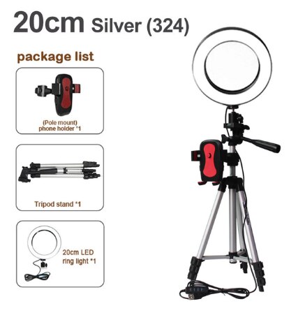 26CM LED Ring Light Photography Kit Photo Studio Camera Light Makeup Video live Selfie Fill Lamp with Phone Clip Holder Tripod: 20A