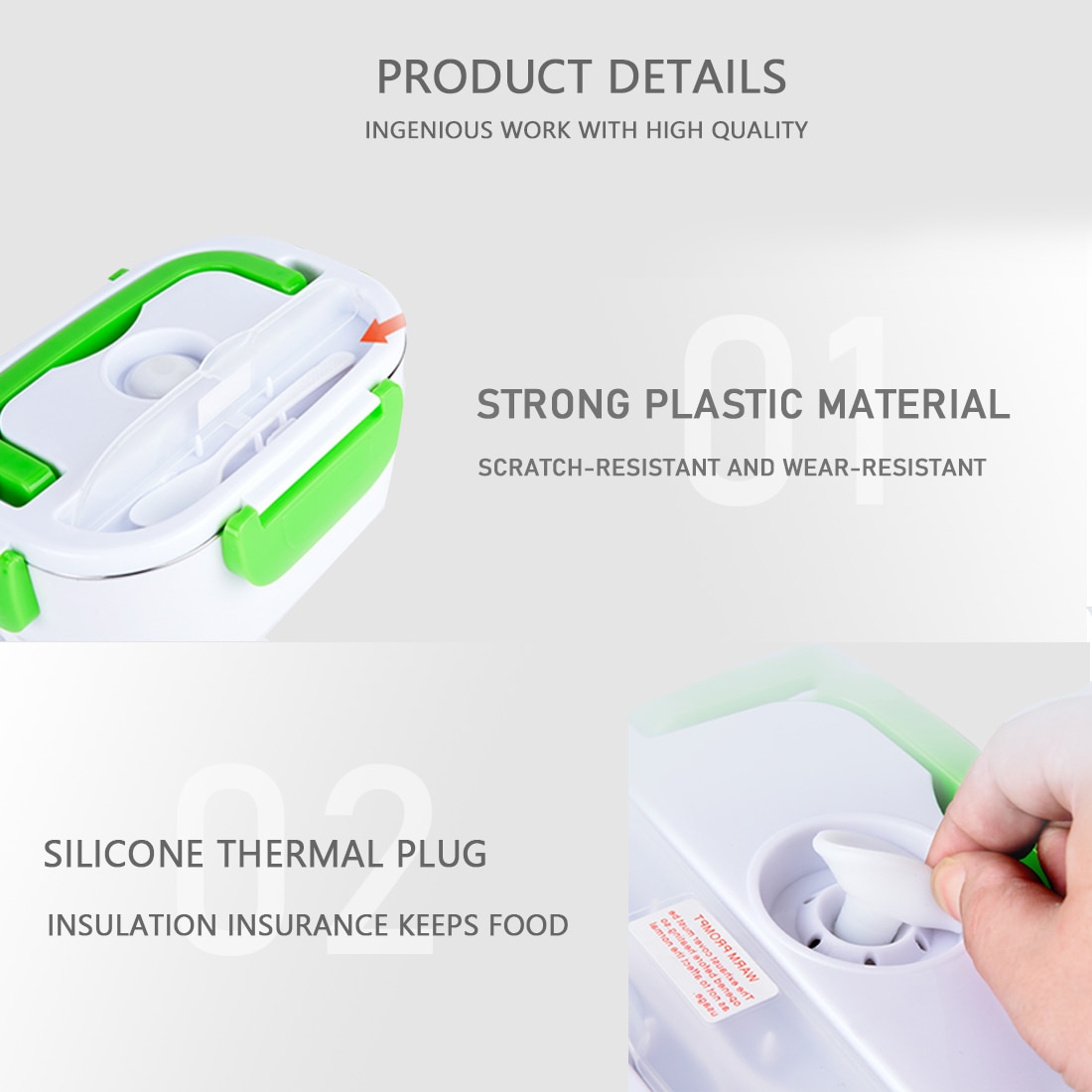 12V 110V 220V Electric Heated Lunch Box Portable 2 in 1 Car& Home US Plug/EU Plug Bento Boxes Stainless Steel Food Container