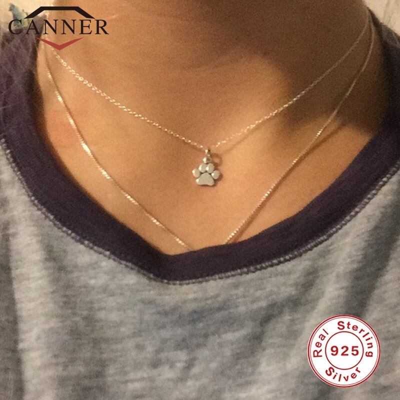 925 sterlina d'argento carino gatto artiglio Pendente Della Collana Delle Donne Semplice colore Argento Catene Della Collana Del Partito/Regalo Di Compleanno Dropshipping