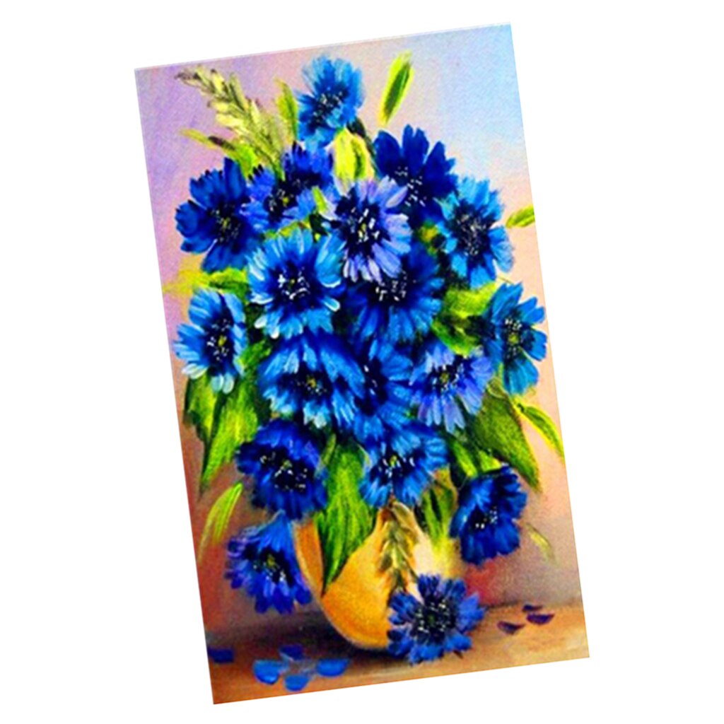 DIY 5D Diamond Painting Kits, Blue Flowers Crystal Rhinestone Embroidery Arts Craft for Home Wall Decoration,30 * 20 cm