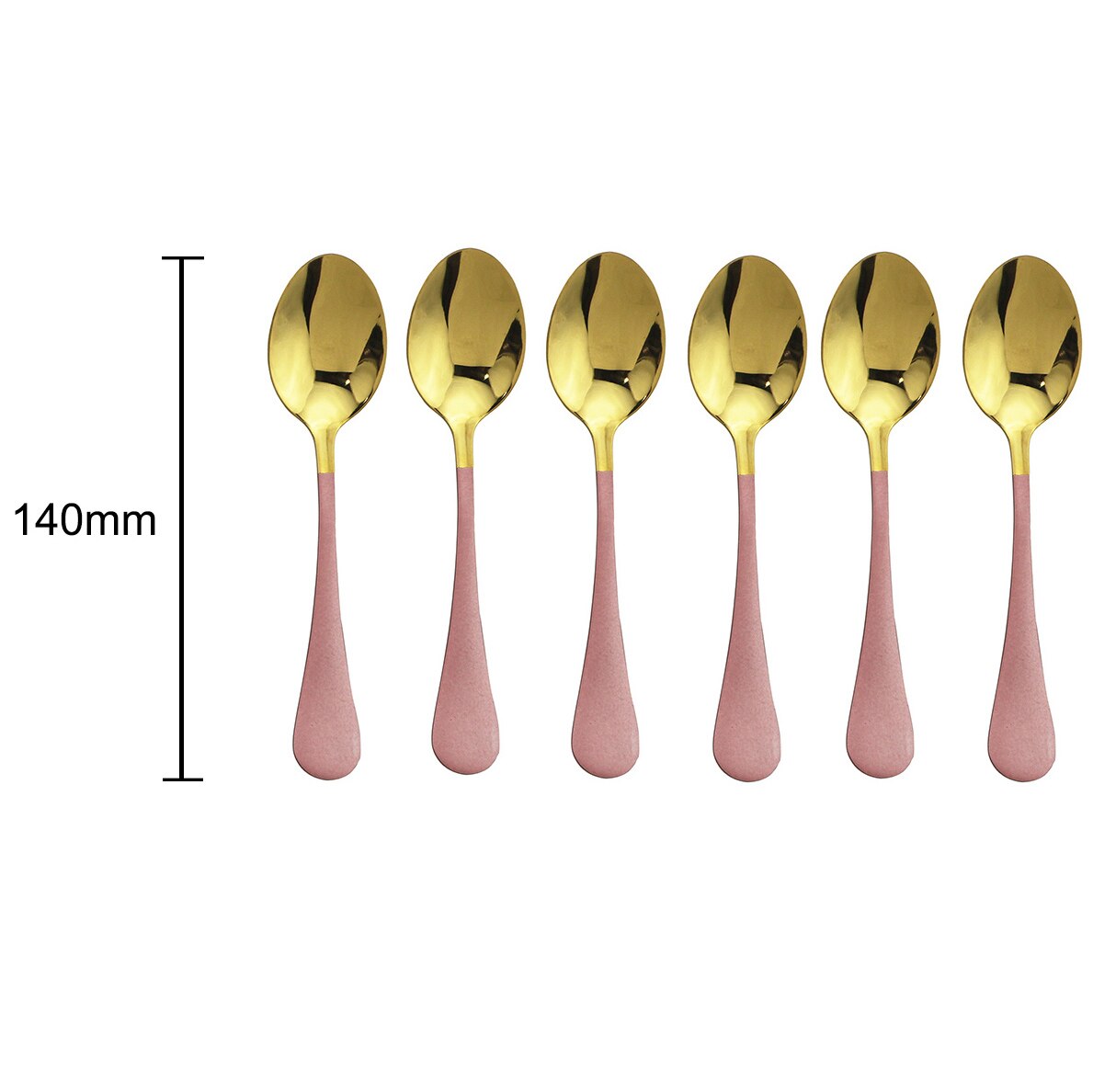 6pcs Dinnerware Pink Handle Gold Flatware Set 304 Stainless Steel Cutlery Set Dinner Knife Fork Spoon Hotel Tableware set: Pink Teaspoon